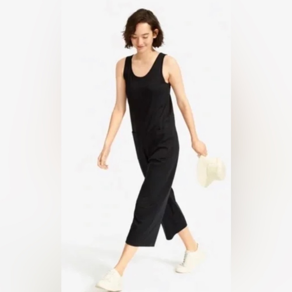 Everlane Luxe Cotton Black Jumpsuit No Belt